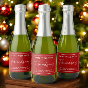 Kerstmis Vriendsmas Party Favors Sparkling Wijnetiket