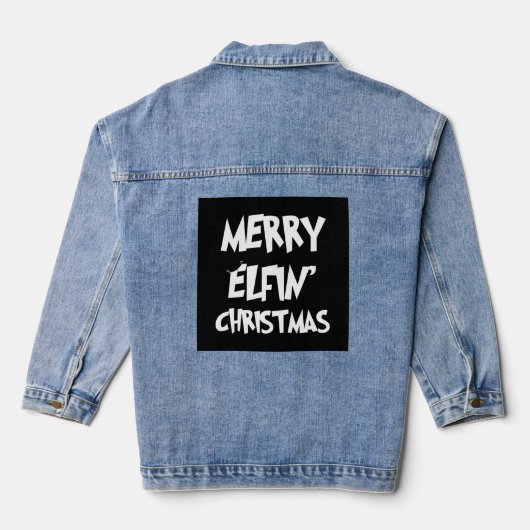 Kerstmis - Vrolijk Elfijnen' Kerstmis Denim Jacket (Achterkant)