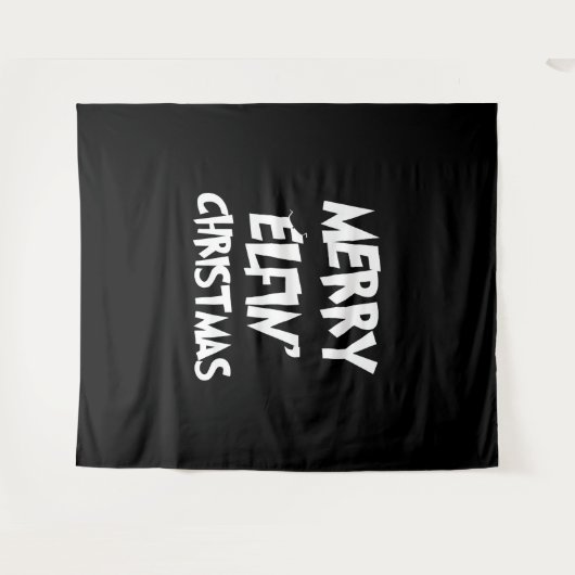 Kerstmis - Vrolijk Elfijnen' Kerstmis Wandkleed (Voorkant (horizontaal))