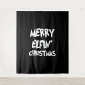 Kerstmis - Vrolijk Elfijnen' Kerstmis Wandkleed (Voorkant)