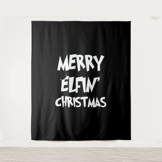 Kerstmis - Vrolijk Elfijnen' Kerstmis Wandkleed (Voorkant)