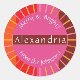 Kerstmis Vrolijk en Helder Gepersonaliseerd Famili Ronde Sticker