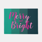 Kerstmis Vrolijk en Helder Groen Roze Deurmat (Voorkant)