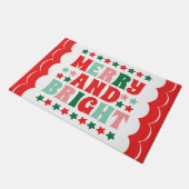 Kerstmis Vrolijk en Helder Modern Bold Roze Rood Deurmat (Schuin)