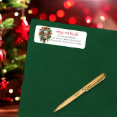 Kerstmis Vrolijk en Helder Postbus Floral Monogram Etiket