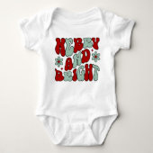 Kerstmis vrolijk en helder Retro groovy feestelijk Romper (Voorkant)