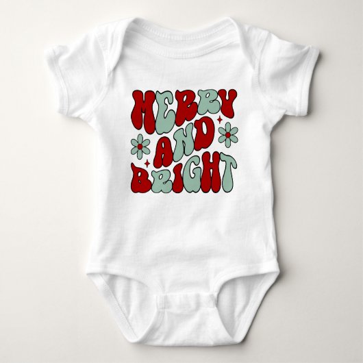 Kerstmis vrolijk en helder Retro groovy feestelijk Romper (Voorkant)