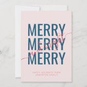 Kerstmis vrolijk en helder roze geruite feestdagenkaart (Voorkant)