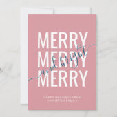Kerstmis vrolijk en helder roze ruitpatroon feestdagenkaart (Voorkant)