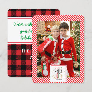 Kerstmis vrolijk geruit (voeg je foto toe) Kerstka Feestdagenkaart