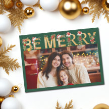 Kerstmis vrolijk groene gouden letters familie fot