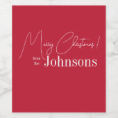 Kerstmis Vrolijk Kerstmis Modern Rood Wijn Etiket (Enkel label)