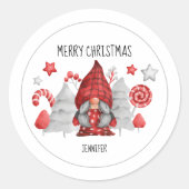 Kerstmis Vrouw Gnoome Classic Round Sticker (Voorkant)