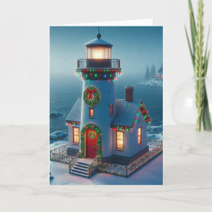Kerstmis Vuurtoren Wenskaarten Feestdagen Kaart