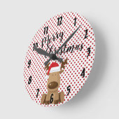 Kerstmis Wandklok Rendier Polka Dot Polkadot P Ronde Klok (Hoek)