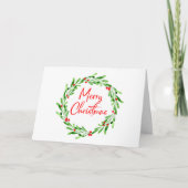 Kerstmis Waterverf Berries en Greenery Wreath Feestdagen Kaart (Voorkant)