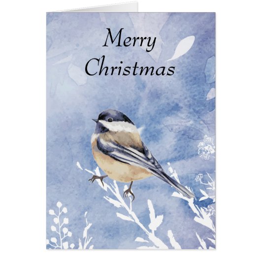 Kerstmis Waterverf Chickadee Bird Joy & Peace (Voorkant)