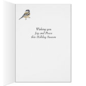 Kerstmis Waterverf Chickadee Bird Joy & Peace (Binnen (Rechts))
