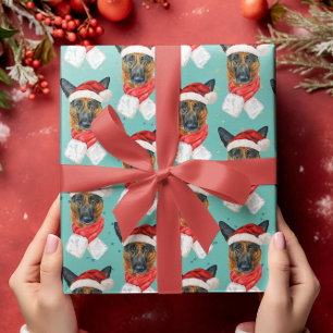 Kerstmis waterverf hondenrassen Duitse herder Cadeaupapier