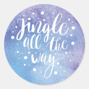 Kerstmis Waterverf - Jingle All Way Quote Ronde Sticker
