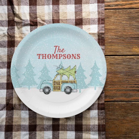 Kerstmis Waterverf Modern Rustige Nostalgische aut Papieren Bordje