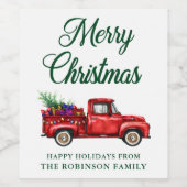 Kerstmis Waterverf Rood Trapebandlicht Wijn Etiket (Enkel label)