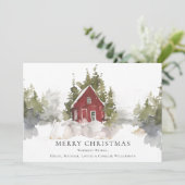Kerstmis Waterverf Snowy Pine Forest Home Feestdagenkaart (Staand voorkant)