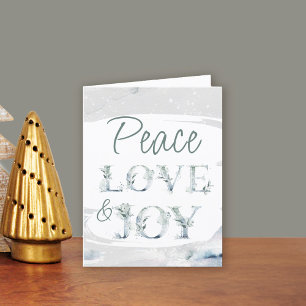 Kerstmis Waterverf Typografie Vrede Liefde & Vreug Feestdagen Kaart