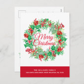Kerstmis Waterverf Wreath Moving Feestdagenkaart (Voorkant / Achterkant)