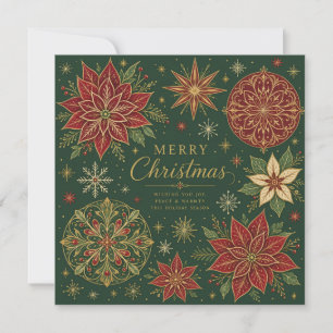 Kerstmis Weelderige Poinsettia Mandala Kaart
