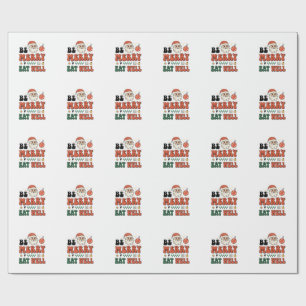 Kerstmis wees vrolijk eet goed kerstman ontwerp cadeaupapier