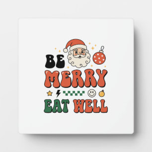 Kerstmis wees vrolijk eet goed kerstman ontwerp fotoplaat
