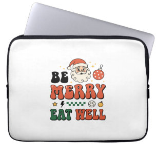 Kerstmis wees vrolijk eet goed kerstman ontwerp laptop sleeve