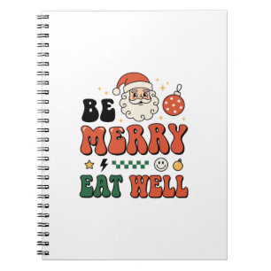 Kerstmis wees vrolijk eet goed kerstman ontwerp notitieboek