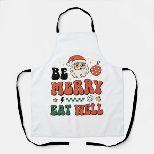 Kerstmis wees vrolijk eet goed kerstman ontwerp schort