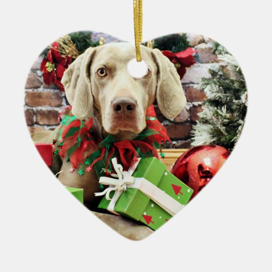 Kerstmis - Weimaraner - Lucy Keramisch Ornament (Voorkant)