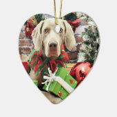 Kerstmis - Weimaraner - Lucy Keramisch Ornament (Links)