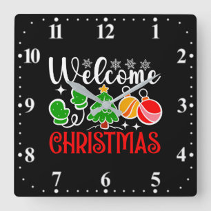 Kerstmis welkom vierkante klok
