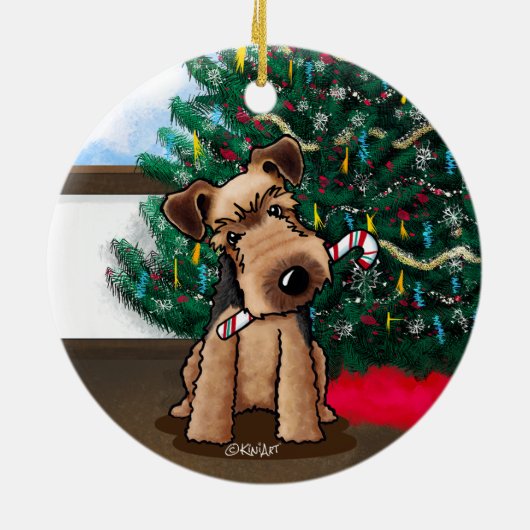 Kerstmis Welsh Terrier Keramisch Ornament (Achterkant)