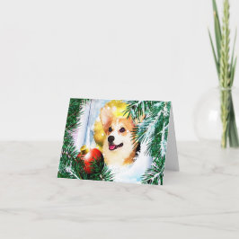 Kerstmis Welshe Corgi in het Winterraam Feestdagen Kaart