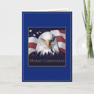 Kerstmis Wenskaart Amerikaanse vlag en adelaar Feestdagen Kaart