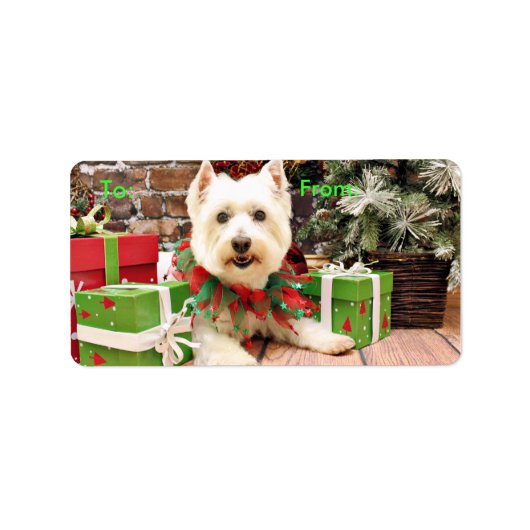 Kerstmis - West Highland Terrier - Abby Etiket (Voorkant)