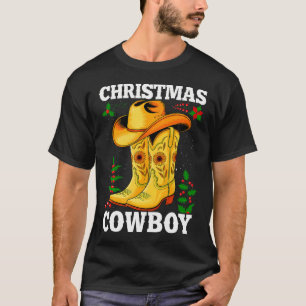 Kerstmis Western Cowgirl Laars Vintage Cowboy Fami T-shirt