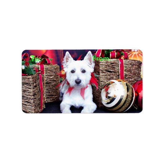 Kerstmis - Westie - Bella Etiket (Voorkant)