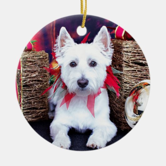 Kerstmis - Westie - Bella Keramisch Ornament (Voorkant)