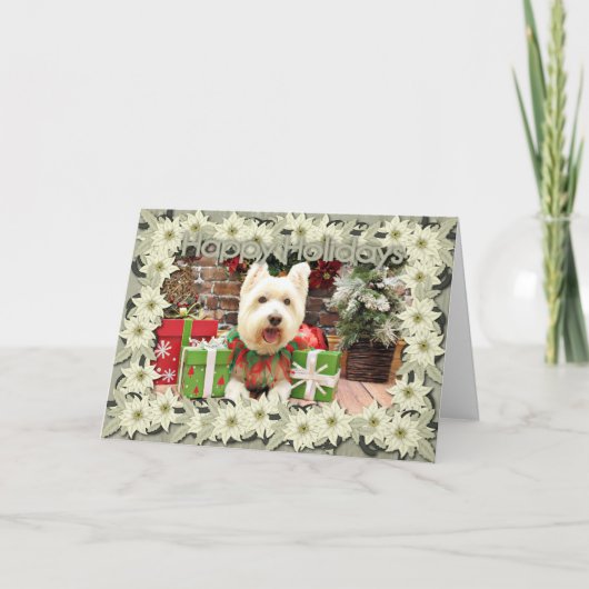 Kerstmis - Westie - Lucky Feestdagen Kaart (Voorkant)