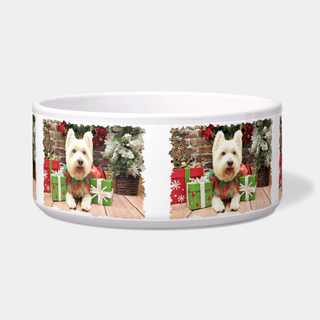 Kerstmis - Westie - Lucky Voerbakje (Voorkant)