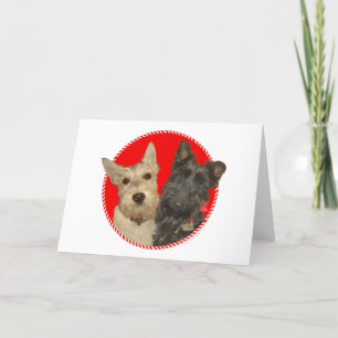Kerstmis Wheaten & Black Scotties Feestdagen Kaart