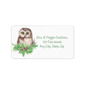 Kerstmis: Whet Owl Bird Natuur Custom Art Etiket (Voorkant)