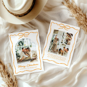 Kerstmis Whimsical Foto Handgetekende Booglint Feestdagenkaart